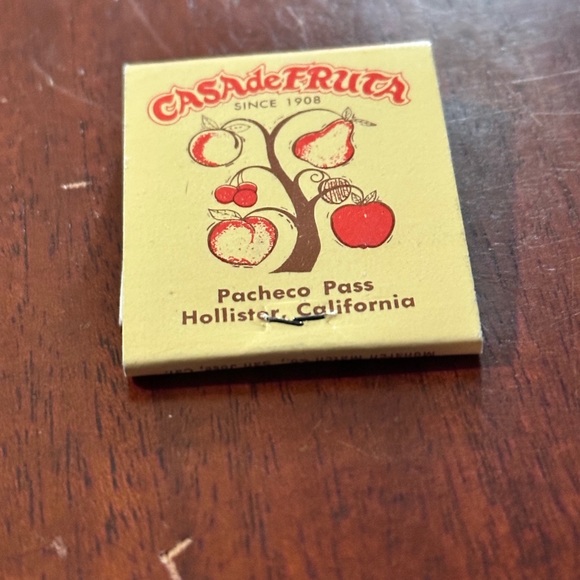 Vintage Matchbook Casa de Fruta Pacheco Pass Hollister California Fruit Visit - Picture 7 of 10